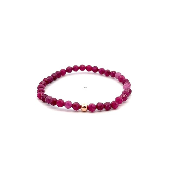 Natural Ruby Gemstone Mini 4mm 18K Rose Gold Charm Bead July Birthstone - Picture 1 of 5